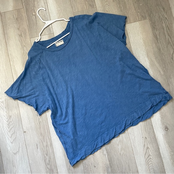 Free People Tshirt nina tee womens Blue (medium) boyfriend oversized boho casual - Picture 1 of 6